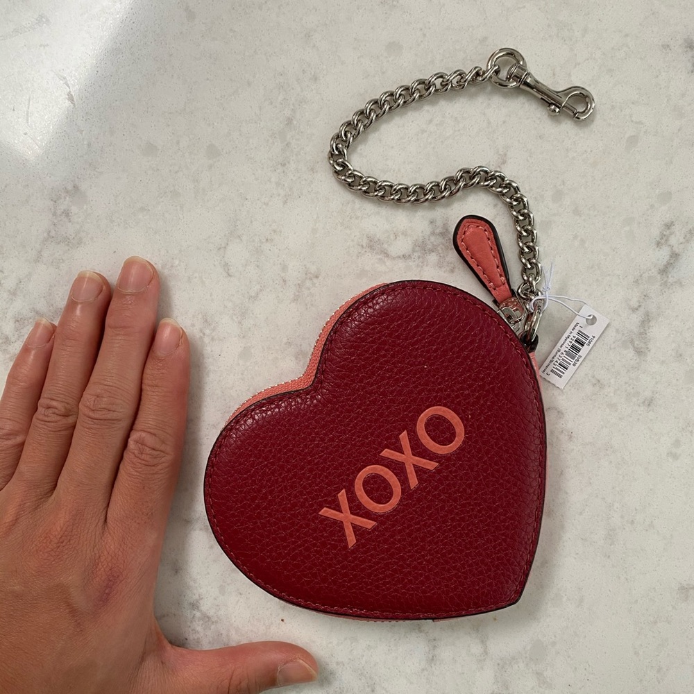 Coach bag heart bag pouch makeup coins chain